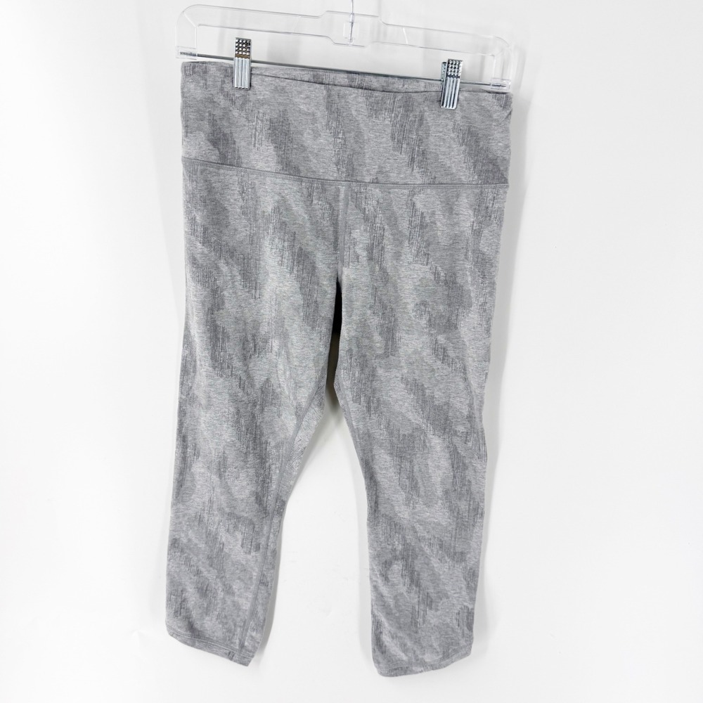 Athleta Gray Heathered Abstract Print Crop Leggings Yoga Pants 291779 Medium